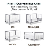 Colby 4-in-1 Low-Profile Convertible Crib in Grey and White, Greenguard Gold Certified