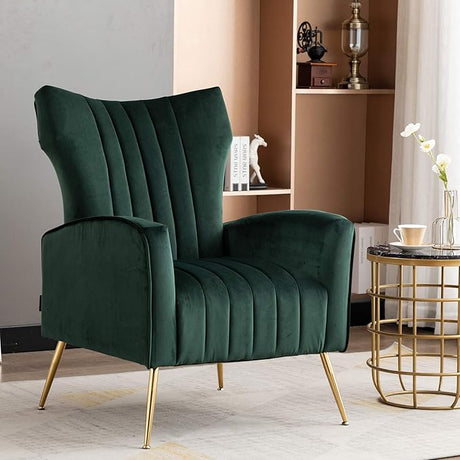 Accent Chair with Metal Gold Legs Velvet Upholstered Arm Club Leisure Modern Chair for Living Room Bedroom Patio, Caramel Color,