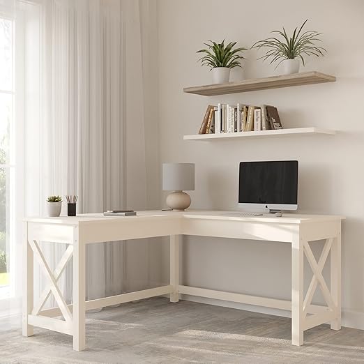 L-Shaped Computer Desk with X-Pattern Legs for Home Office, or Craft Table, 59"