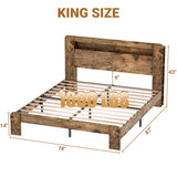 King Size Bed Frame with LED Lights, King Bed Frame and Headboard, Charging Station