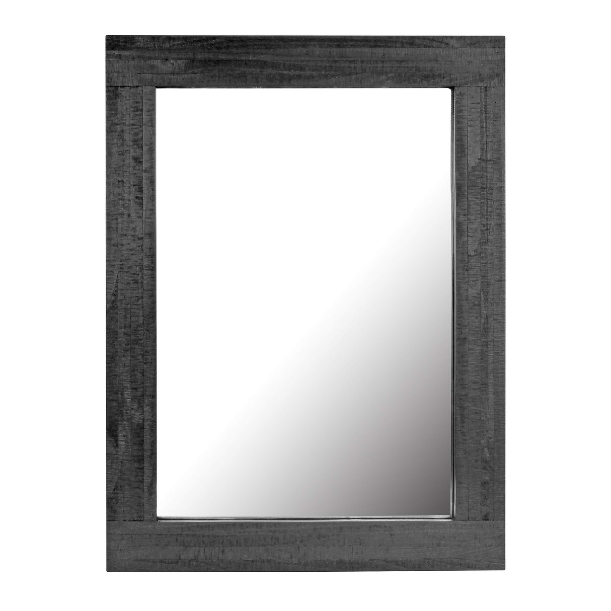 24" x 18" Rectangle Black Wood Frame Wall Mirror with Attached Hanging Brackets