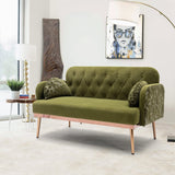 55" Small Velvet Couch with Elegant Moon Shape Pillows