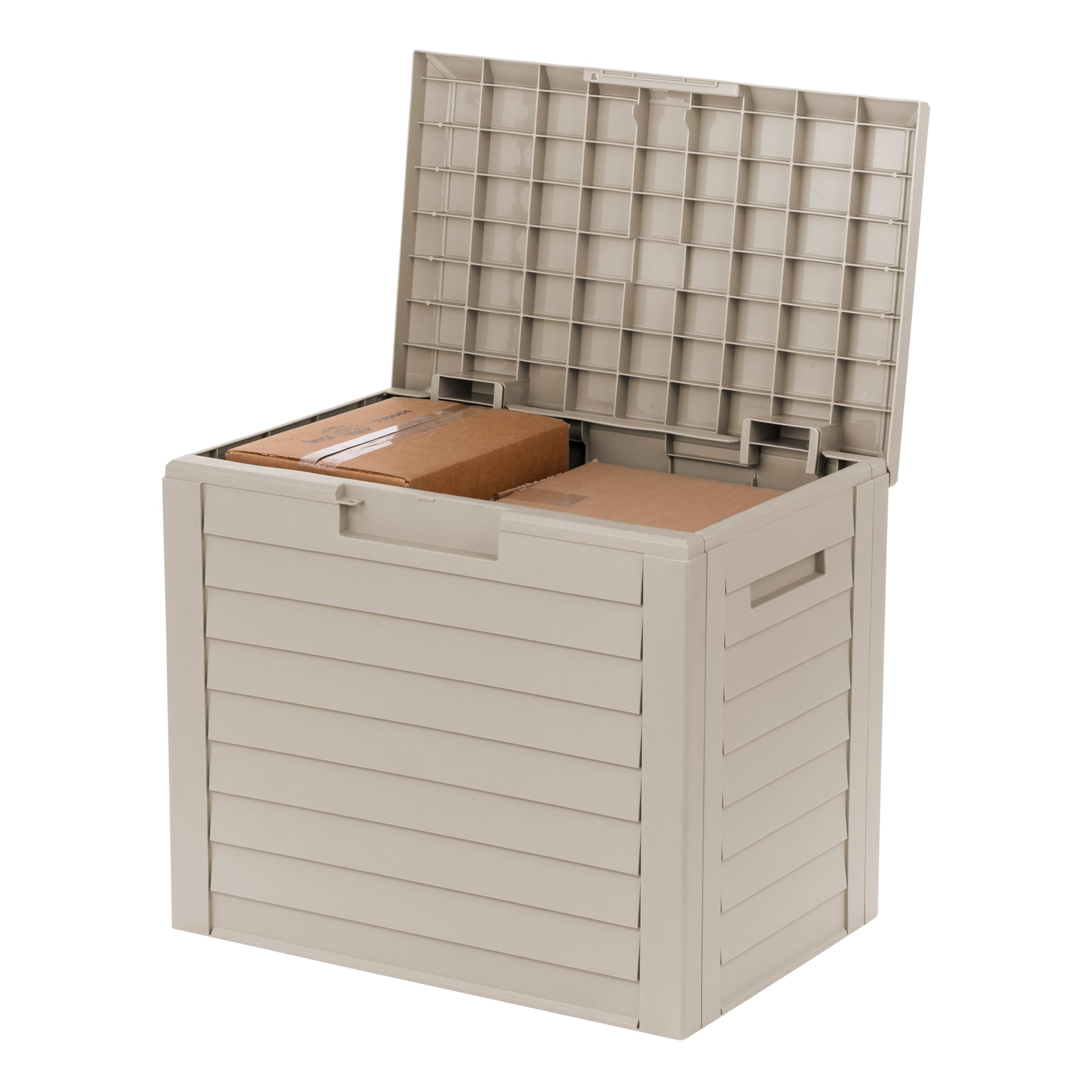 USA 35-Gallon Outdoor Deck Storage Box, Lockable & UV-Protected