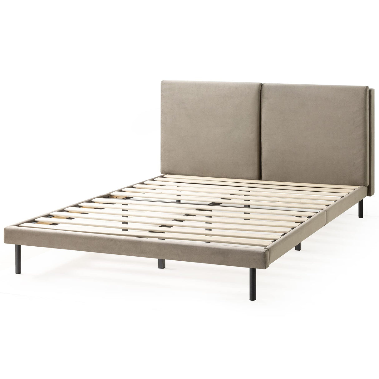 Taylor Velvet Upholstered Platform Bed Frame with Split Headboard / Velvet Bed Frame