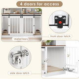 Large Dog Crate Furniture with Hutch - 71"H x 55"L Indoor Kennel