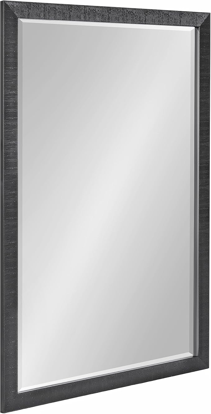 Reyna Modern Rectangle Wall Mirror, 24 x 36, Black, Framed Rectangular Statement Mirror