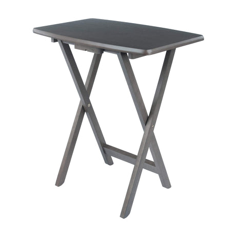 Dorian Oversized Snack Table Set, Oyster Gray (Brown Base) (replace color may vary).