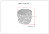 Edgeley Boho Round Pouf in Classic Blue, Natural Woven Braided Jute for the Living Room, Bedroom and Kids Room