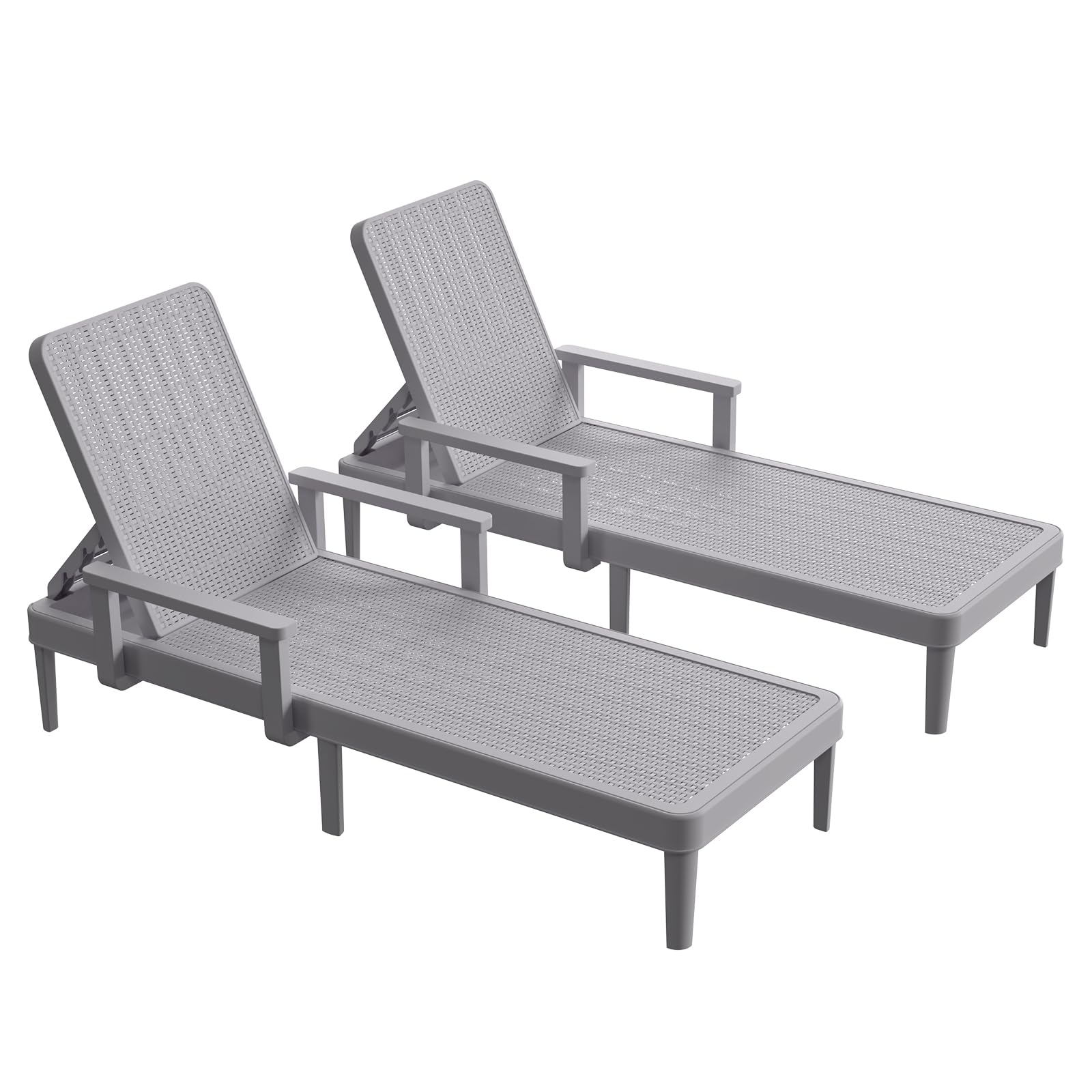 Chaise Lounge Chair Outdoor - Set of 2 with 5 Position Adjustable Backrest