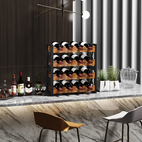 2-in-1 Wine Rack Countertop, Small Wine Rack Organizer Holder