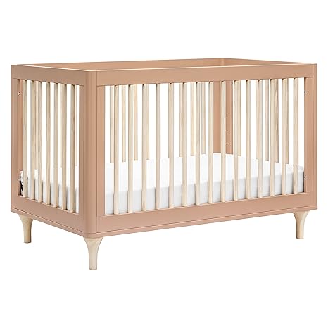 Lolly 3-in-1 Convertible Crib with Toddler Bed Conversion Kit in White and Natural,