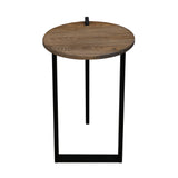 100% American Hardwood Round End table, 24"H, Forest Gray Top, Black Legs