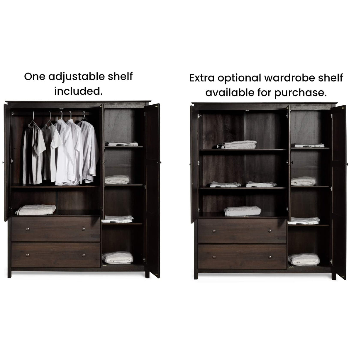 Shaker 3-Door Wardrobe, Walnut