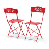 Indoor/Outdoor 3-Piece Bistro Set Folding Table and Chairs Patio Seating, Red