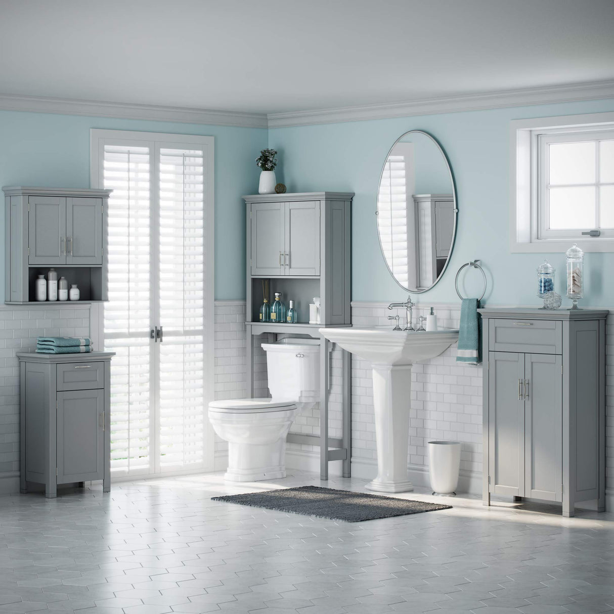 Somerset Two-Door Floor Cabinet, Gray