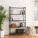 5 Tier Bookshelf, Modern Freestanding Tall Bookcase with Steel Frame