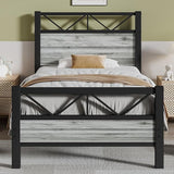 Industrial 51.2" Tall Headboard, King Platform Bed Frame with Heavy Duty Metal