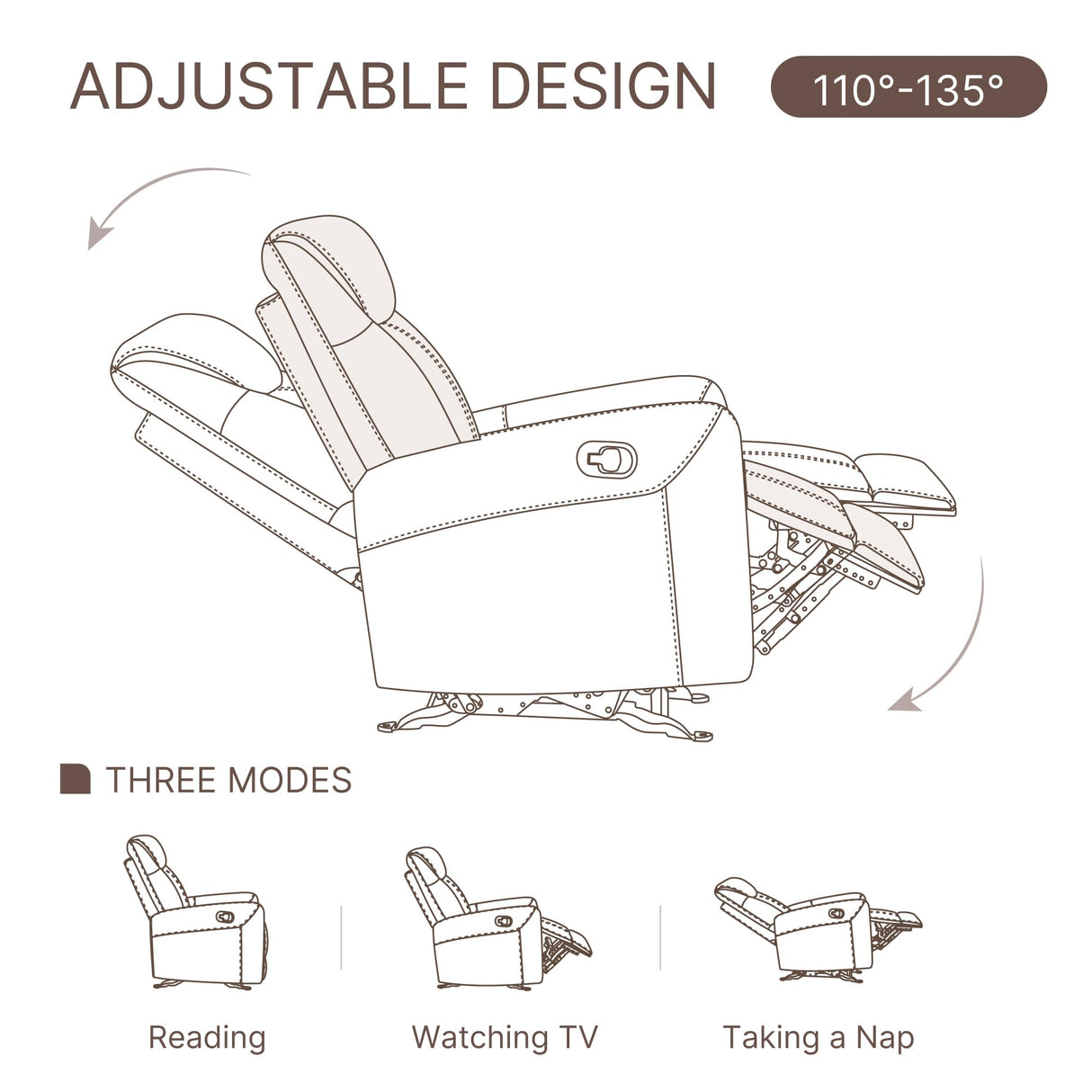 Leather Recliner Chair Faux Reclining Sofa Lazy Boy Glider Rocking Function