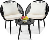 3 Piece Rattan Wicker Bistro Set, Outdoor Conversation Furniture Set