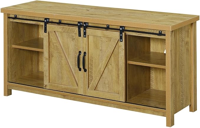 Blake Barn Door TV Stand with Shelves and Sliding Cabinets for TVs up to 60 Inches,