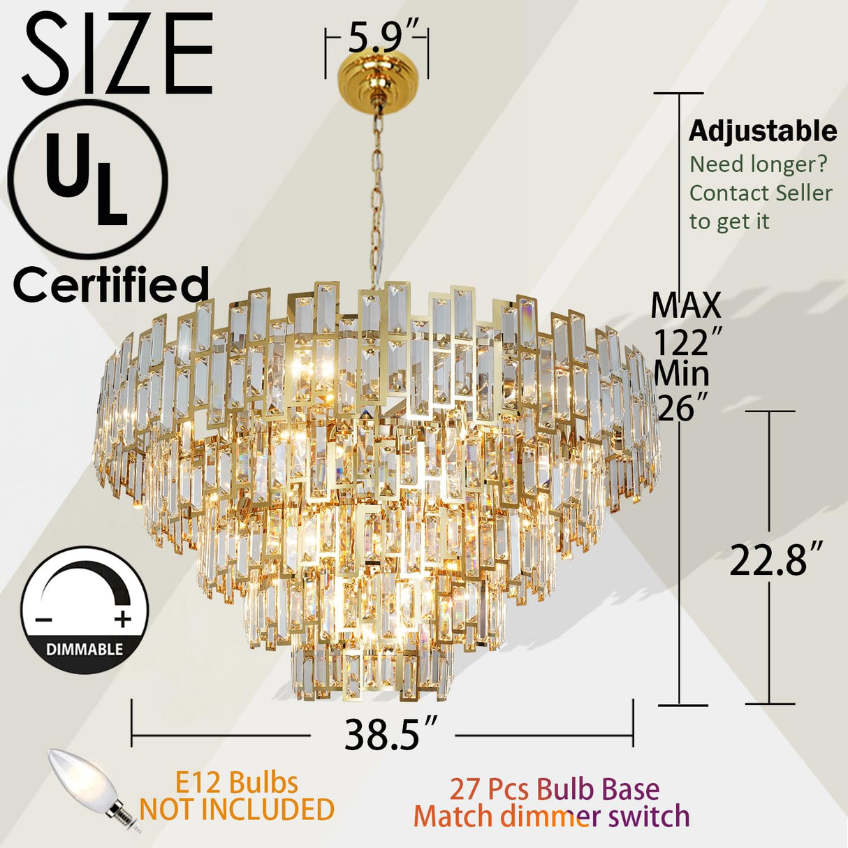 Large Chandeliers for High Ceilings Gold Crystal Chandelier