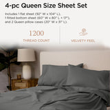 Luxury 100% Supima Cotton Sheets, Luxury 1200 Thread Count Cotton Sheets for Queen
