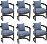 Upholstered Outdoor Dining Chairs, Modern Patio Dining Chairs Set of 6