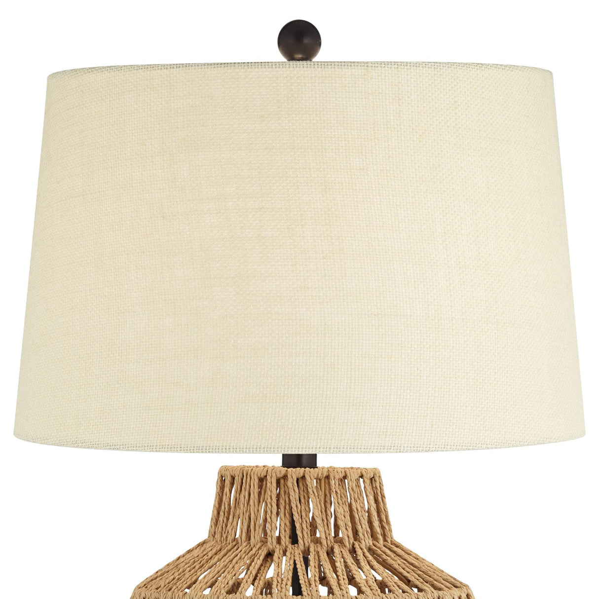 San Marcos Modern Coastal Table Lamp 27" Tall Natural Wicker Black Metal Oatmeal