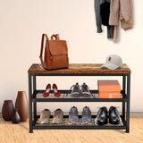 Shoe Storage Bench, Barrow Entryway Bench with Mesh Shelves Wood Seat