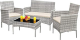 Patio Furniture 4 Pieces Conversation Sets Outdoor Wicker Rattan Chairs