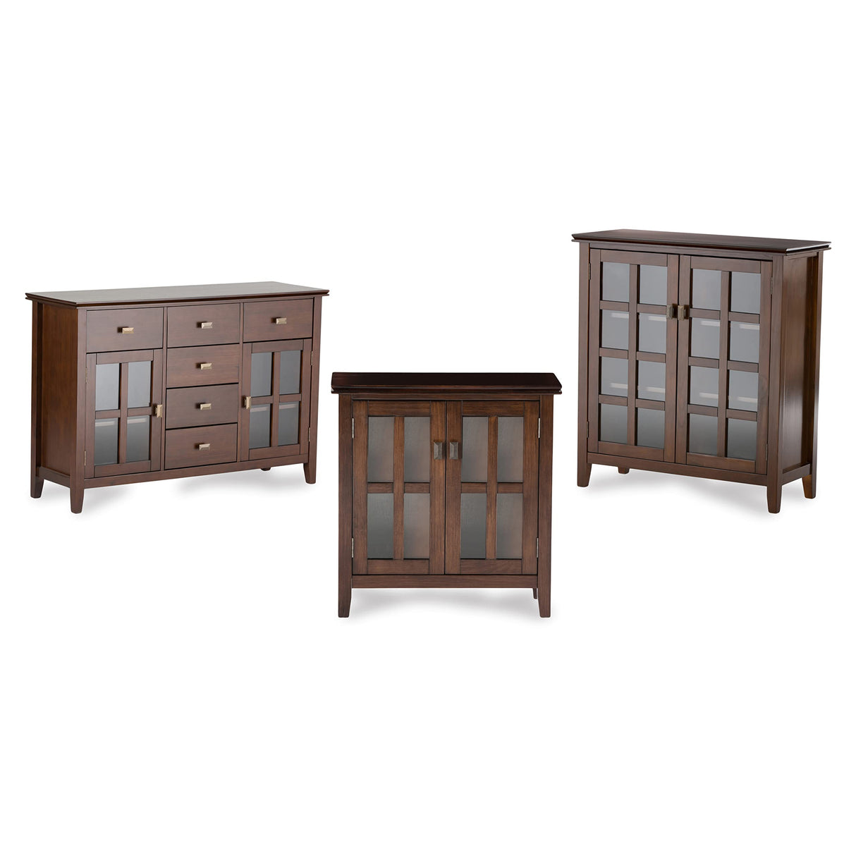 Artisan Solid Pine Wood 54 inch Contemporary Sideboard Buffet Credenza in Russet