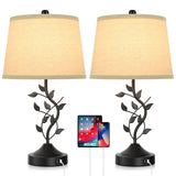 3-Way Dimmable Touch Table Lamps for Living Room Set of 2 Traditional Lamps for Bedroom with 2 USB Charging Ports Bedside Nightstand Lamps for Reading Retro Vine Lamps End Table Office, Bulbs Included