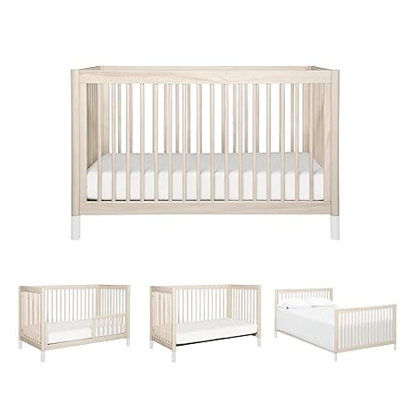 Gelato 4-in-1 Convertible Crib with Toddler Bed Conversion in Washed Natural and Black