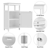 Single Door Floor Cabinet, Bathroom Free Standing Storage Organizer with Adjustable Shelf