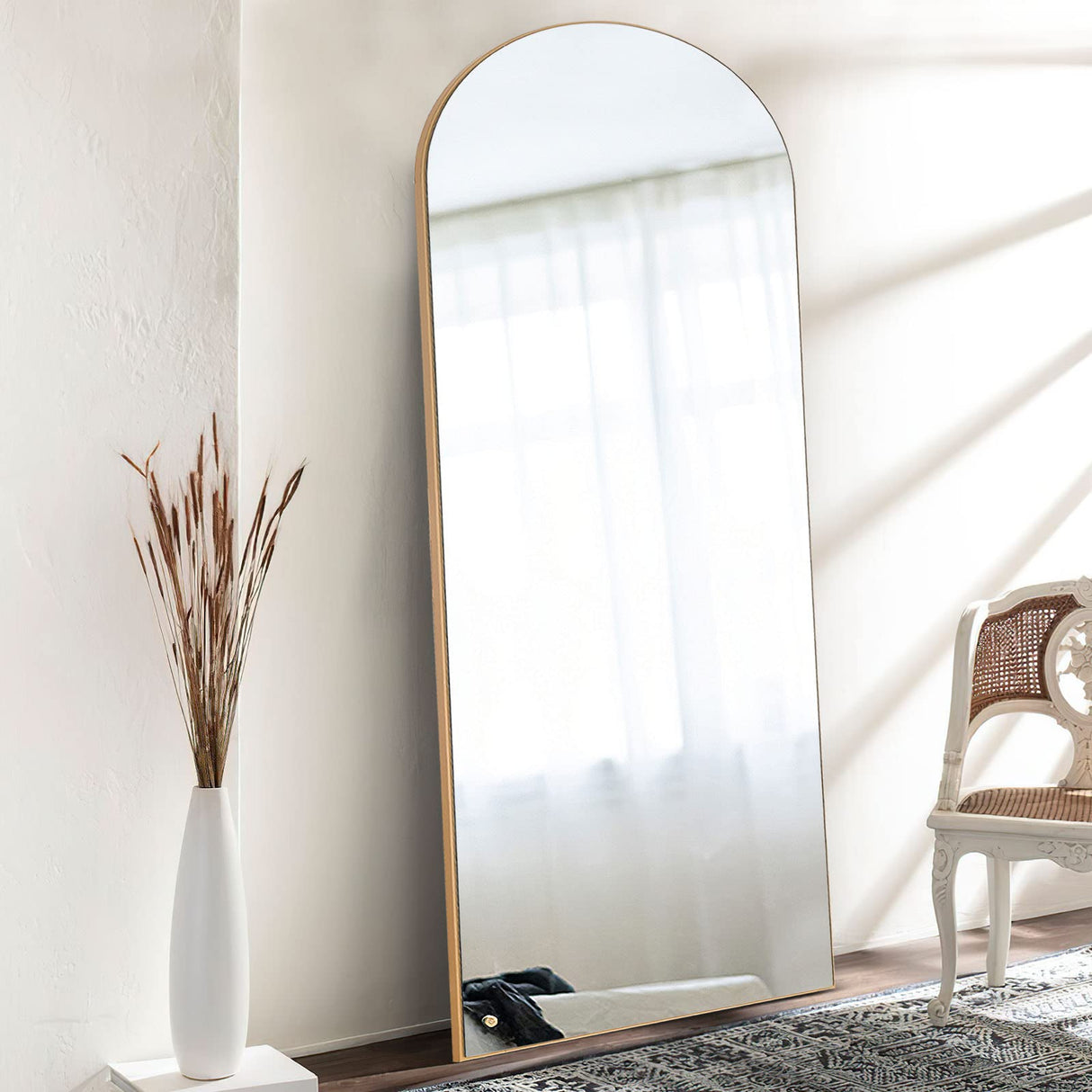 Arched Full Length Mirror 65''x22'' Arched Wall Mirror Floor Mirror with Stand Full Body