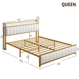 ANCTOR Queen Bed Frames, Storage Headboard with Charging Station, Solid and Stable, Noise Free, No Box Spring Needed, Easy Assembly