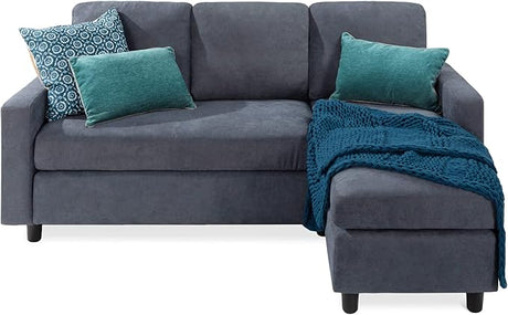 Upholstered Sectional Sofa for Home, Apartment, Dorm, Bonus Room, Compact Spaces