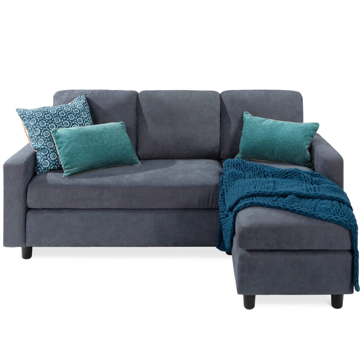 Upholstered Sectional Sofa for Home, Apartment, Dorm, Bonus Room, Compact Spaces