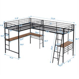 L-Shape Loft Beds with Two Desk Metal Double Twin Loft Beds Frame Heavy