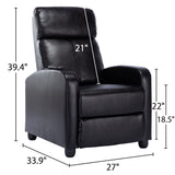 Massage Recliner Chair Fabric Winback Recliner Chairs, Modern Padded Seat