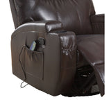 185599 Contemporary Polyurethane Upholstered Metal Rocker Recliner with Swivel Brown