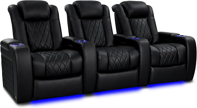 & Massage Edition Home Theater Seating|Premium Top Grain Italian 11000 Nappa Leather,