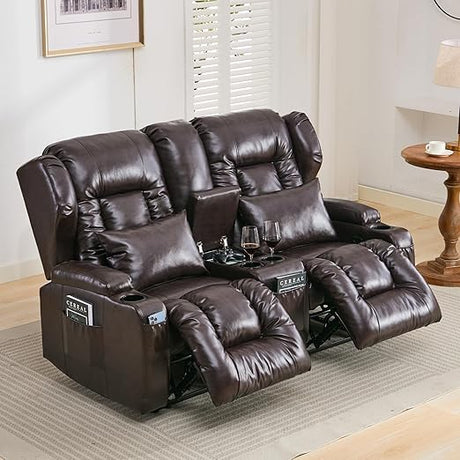 67" RV Loveseat Recliner Double Recliner RV Sofa & Console | Wall Hugger Reclining