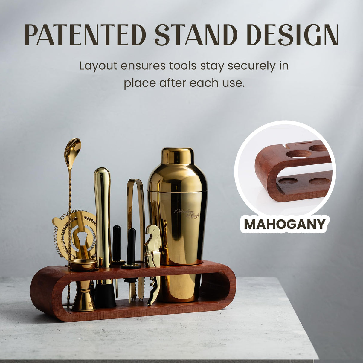 Bartender Kit:10-Piece Bar Tool Set with Dark Bamboo Stand | Perfect Home Bartending Kit and Martini Cocktail Shaker Set