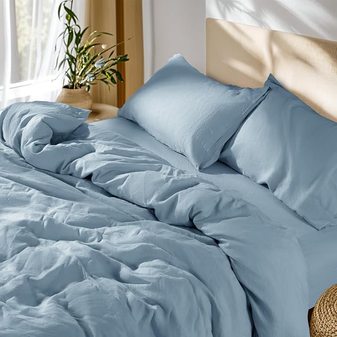 100% French Linen Duvet Cover King Size, Soft Breathable for Hot Sleepers