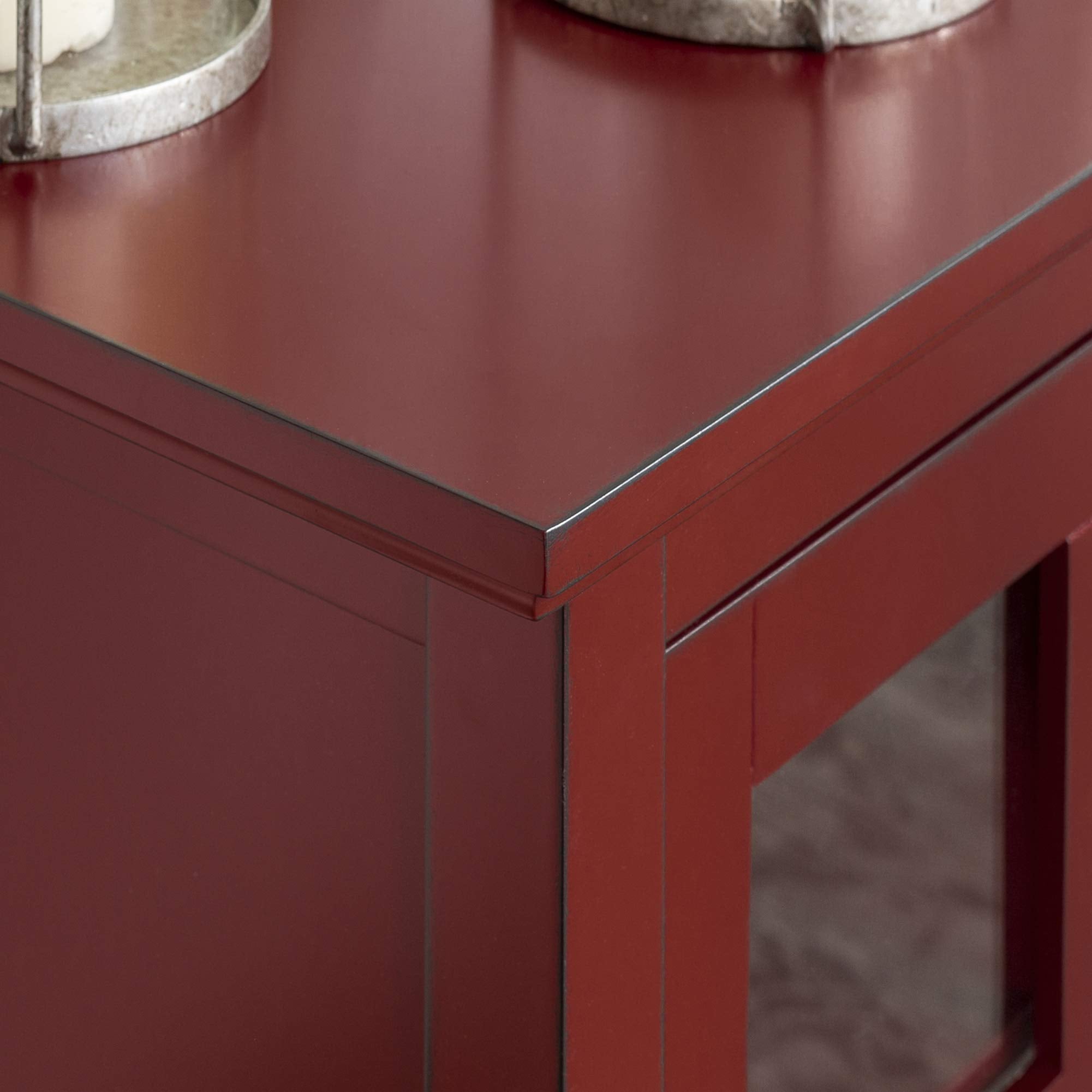 Charlotte Classic Glass Door Storage Buffet, 52 Inch, Red