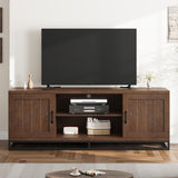 Farmhouse TV Stand for 75-Inch TVs - Walnut Entertainment Center