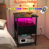 LED Nightstands set of 2 with Charging Station, Bedside Tables with USB Ports and Outlets