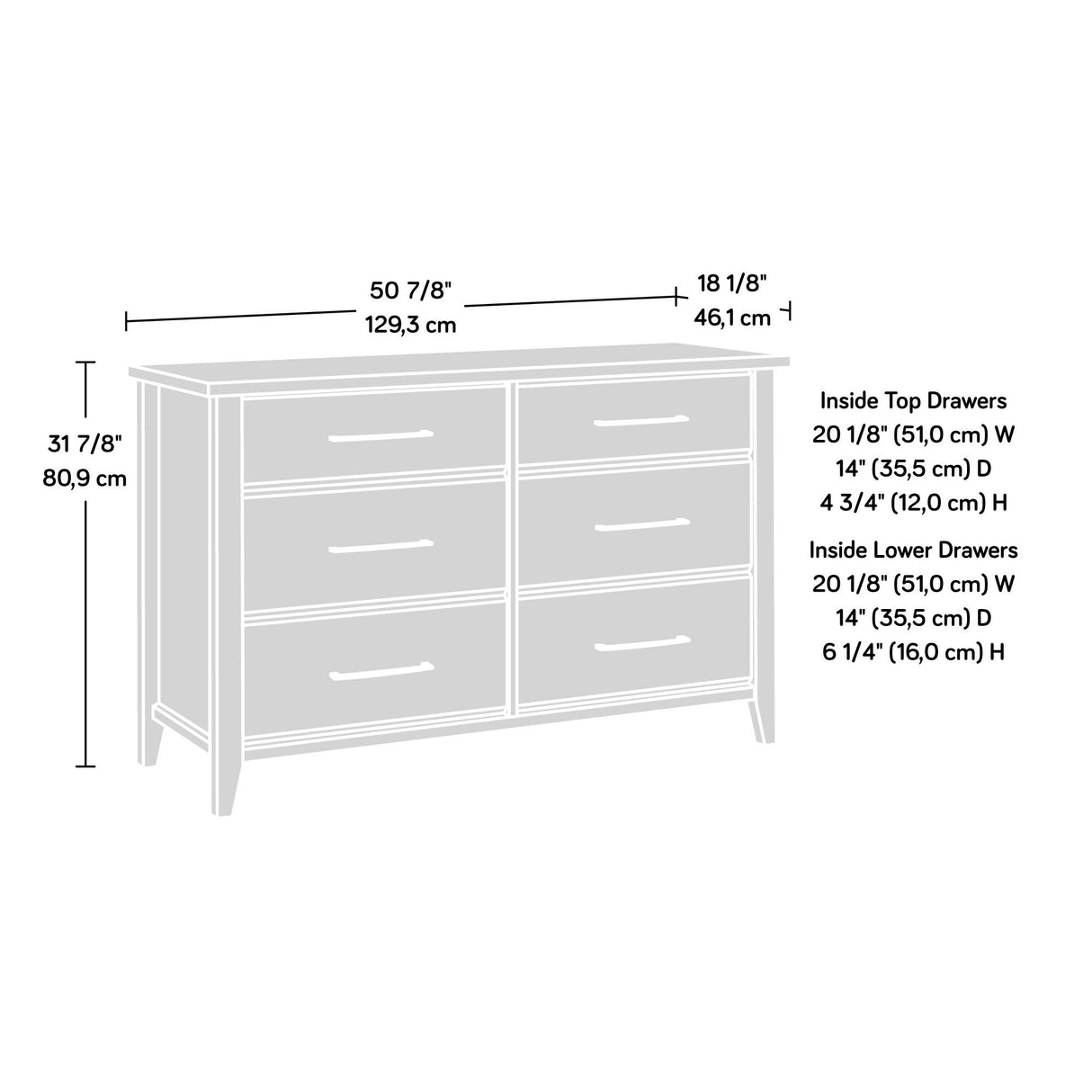 Summit Station Dresser, L: 50.91" x W: 18.15" x H: 33.03