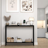 Black 2-Tier Narrow Sofa Console Table for Entryway, Living Room, Office - With Storage